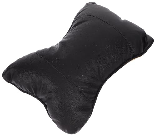 Nackenstützkissen Schwarz aus PU Leder und Baumwolle, fürs Auto | Kopfstützenkissen, Vielseitiges Design, für Mehr Komfort und Unterstützung, Passend im Innenraum