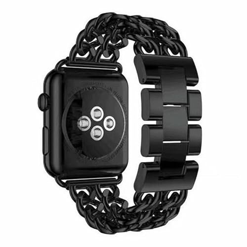 Kompatibel med klocka 38 mm (färg: Svart kedja design metallband remfodral