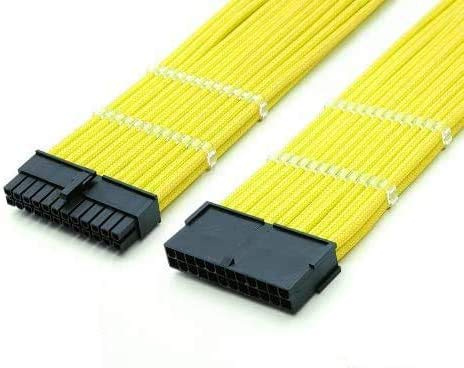Shakmods 24 Pin ATX Motherboard Sleeved Extension Cable 30cm + 2 Cable Combs (Yellow)