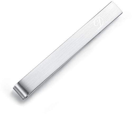 HONEY BEAR 5.4cm Herren Briefe Initialen Krawattennadel Krawattenklammer für Normale Krawatte Tie Clip，Gebürstetes Silber (D)