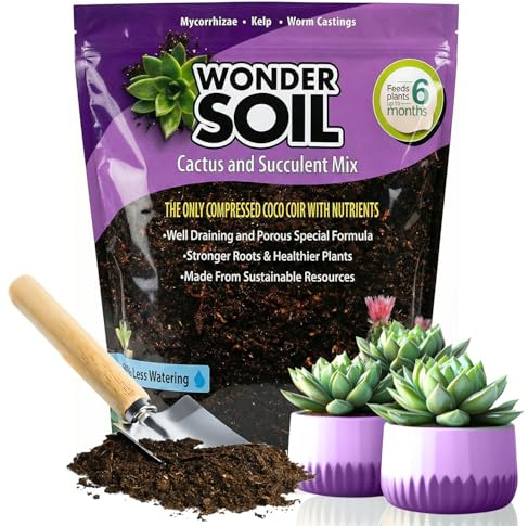 Wonder Soil Mezcla de plantación de Cactus y suculentas, partículas de Coco expandible con Piedra pómez para aireación, 3 Libras, se expande hasta 15 Libras