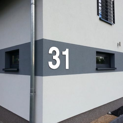 Hausnummer Hochglanz Acryl Weiß 5 mm RAL: WH01