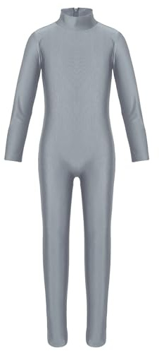 CHICTRY Ragazza Body da Ginnastica Danza Classica Tuta Sportiva Intera Leotard Balletto Bambina Bodysuit Aderente Jumpsuit per Allenamento Performance Grigio scuro 10-12 anni