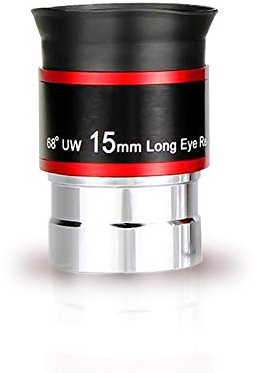 Ocular ultra gran angular de 68 grados para telescopio (15 mm), ocular, totalmente recubierto de verde, juego de accesorios de telescopio de 1.25 pulgadas (15 mm), 1 unidad
