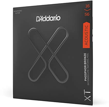 D'Addario XT Phosphor Bronze Resophonic Gitarrensaiten 16-56 | XT Saiten bieten verlängerte Lebensdauer, natürlichen Klang, Stimmstabilität und hohe Reißfestigkeit.