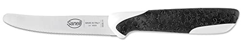 Sanelli Sakura Coltello Tavola microseghettato 11 cm., Acciaio Inossidabile, Nero/Bianco