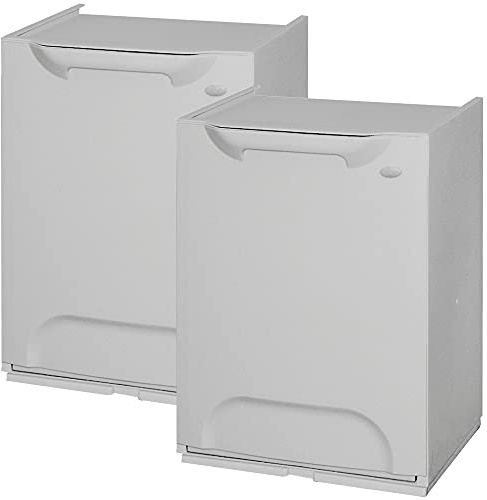 WELL HOME MOBILIARIO & DECORACIÓN ECO-LOGICO Pack de 2 papeleras de reciclaje en polipropileno color gris, con depósito en el interior, 47x34x29 cms. c/u