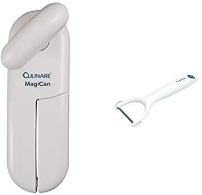 Culinare MagiCan Opener - Manual tin opener with a powerful stainless steel blade and a wide, comfortable handle for safety and ease, in white Culinare Safety Y Peeler, Multicolour, One Size
