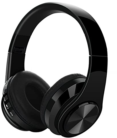 Casque supra-auriculaire sans fil avec basses profondes Bluetooth et casque stéréo filaire avec micro intégré pour téléphone portable/TV/PC,cache-oreilles doux et léger pour(noir)