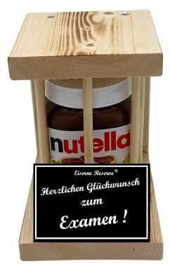 Nutella - Notfall Reserve - Holzstäbe - Herzlichen Glückwunsch zum Examen - Examen Geschenk - Die Nutella Geschenkidee mit Holz für Männer und Frauen