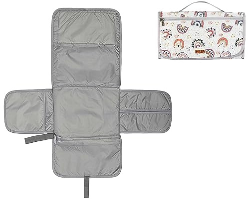 Hamur Home Windeltasche mit Tragbare Wickelunterlage Organizer und Kosmetiktasche 3in1 - Kleine Wickeltasche für Unterwegs Mamas Windeln Creme Tücher Baby Organizer (Rainbow)