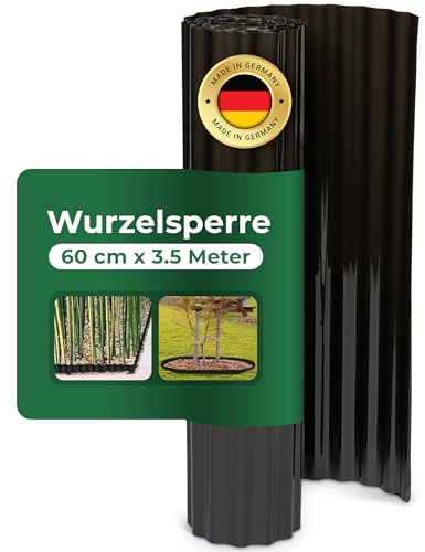 Novatool Wurzelsperre I 3,5 x 0,60 m I Schwarz I individuell formbar I Wurzelschutzbahn Rhizomsperre für Bambus Wurzelstopp Unkrautsperre Wurzelbarriere Rasenkante