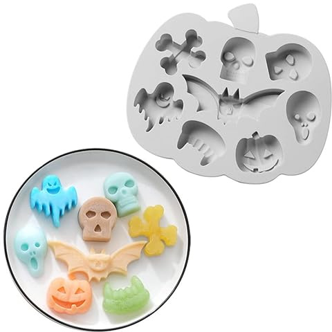 Moule en silicone pour glaçons et pâtisseries - 8 figurines - Halloween, carnaval et fête à thème