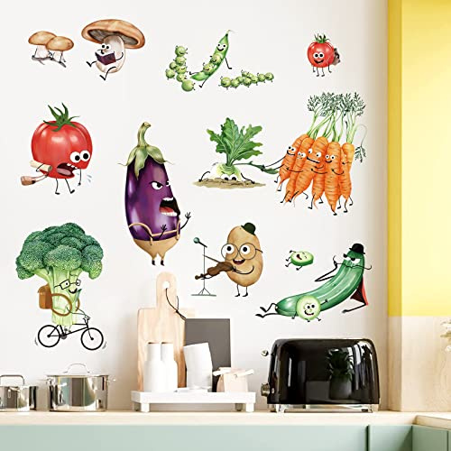wondever Wandtattoo Küche Cartoon Gemüse Wandsticker Lebensmittel | Abziehen und Aufkleben, Abziehbar, Wandaufkleber Selbstklebend für Kinderzimmer Babyzimmer Schlafzimmer Wanddeko