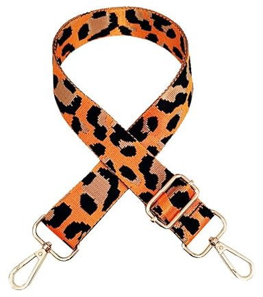 SYSUII Bunt Schultergurt Leopard Muster Längenverstellbarer Tragegurt für Handtaschen 3.8cm Breiter 75-130cm Schulterriemen Umhängegurt Herren Taschenriemen Damen DIY Zubehör für Tasche -Orange