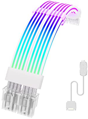 Sirlyr Câbles ARGB PC, débroussailleuse 2 x 8 broches, alimentation carte graphique PC, câble GPU 5 V 3 broches de synchronisation RVB