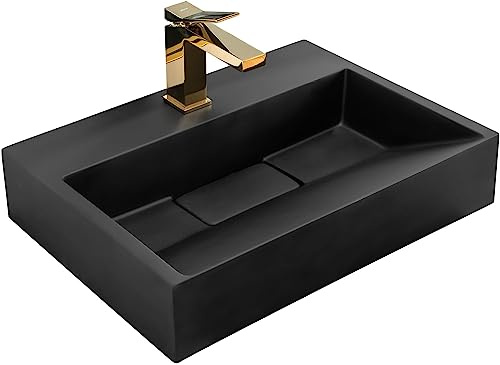 Rea Waschbecken Konglomerat GOYA Black Matt Waschtisch Handwaschbecken Waschschale Waschbecken für Badezimmer 500 x 370 x 140 mm (schwarz matt)
