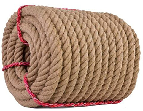 LQSSA Natürliche Jute Seil 50M Heavy Duty Twisted Hanf Seil Schnur Für Garten Dekorieren, Klettern, Hängematte/6Mm 50M