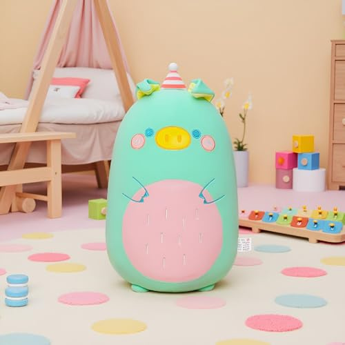 Gisqis Kuscheltier Schwein Plüsch Kissen Plüschtier Schwein Weichem Kuscheltier Dekokissen Stofftiere Spielzeug Geschenke für Kinder Geburtstage Grün 44cm