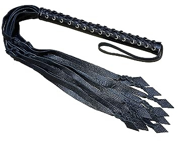 Big Max Heavy Duty Thuddy Black Thick Leather Flogger Tails Corset Handle Horse Trainer (Black)