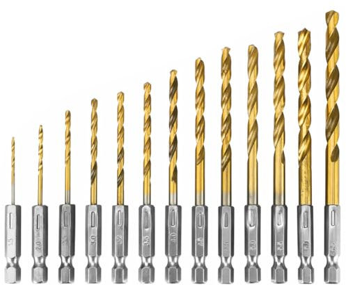 Teocpai 13PCS Foret Hélicoïdal en HSS 1,5mm - 6,5mm Jeu de Foret Hexagonal en Titane Forets à Métaux pour du Bois, Plastique