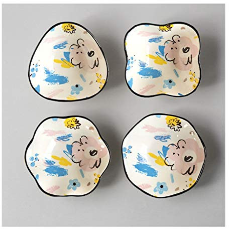 NZPOST Petites Assiettes ramequins, 4 pièces, Assiettes Profondes en Porcelaine et céramique, Assiettes Creuses, idéales pour Les sauces, Les Assiettes à Salade (Gris)