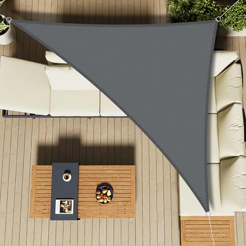 LOVE STORY Sonnensegel 2.5x2.5x3.5m Dreieckig Antracita Sonnenschutz HDPE-Stoff, Atmungsaktiv, Wasserdurchlässig, 95% UV-Schutz für Außenbereich, Terrasse, Balkon, Garten