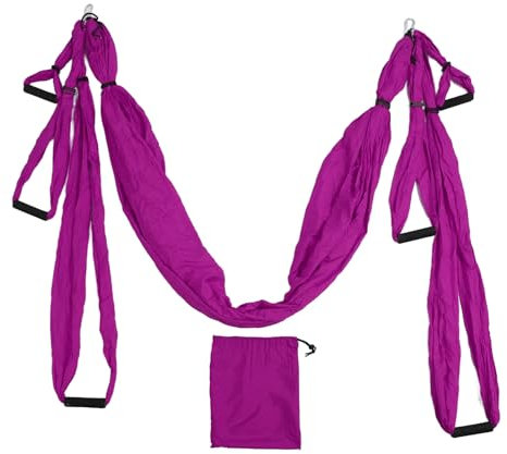 Luqeeg Aerial Yoga Hängematte, Aerial Yoga Swing Set mit Aufbewahrungsbeutel, Karabinerhaken, Bedienungsanleitung, Yoga Starter Kit für alle Level, Aerial Yoga Swing Sling (Purple)
