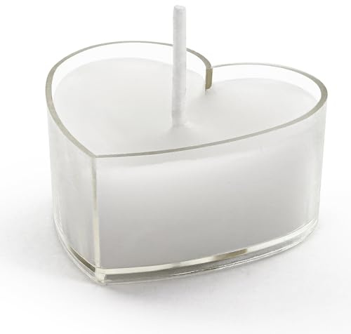 Teelichter Herz Weiß – 10 Stück – ca. 4 cm – Brenndauer ca. 2 Std.
