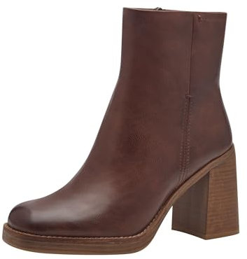 MARCO TOZZI Damen Stiefeletten mit Absatz mit Blockabsatz mit Reißverschluss, Braun (Chestnut), 39 EU