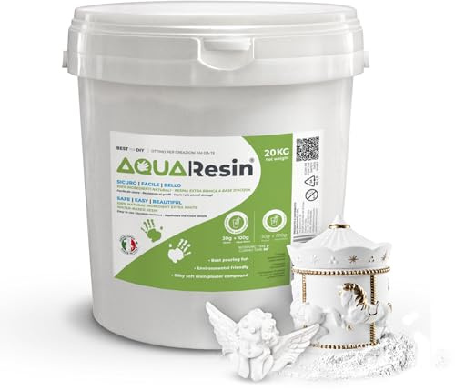 AQUA RESIN Yeso para Manualidades Premium Made in Italy (20 kg) | Yeso Cerámico para DIY en Alternativa a Escayola para Manualidades Natural, Atóxico para Moldes de Silicona