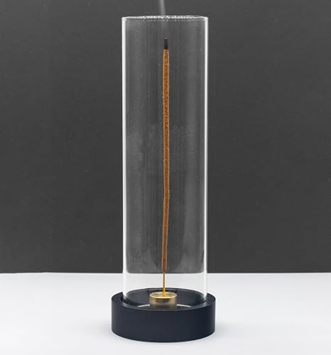CODINOO Incense Holder for Sticks,Modern Incense Stick Holder with Glass Ash Catcher[Anti ash Flying], Incense Burner Holder,Zen Glass Incense Holder,for Spa Home Decor Yoga Meditation[Black]