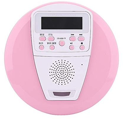 Portable Portable CD Player Boombox with Headphone Jack, LED Display U Disk Repeat MP3 Disc Player CD Machine Repeater 14 * 3cm(Pink)