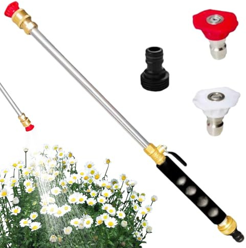 Bacchetta idropulitrice per tubo da giardino, idropulitrice per tubi da giardino, bacchetta idropulitrice con 2 ugelli per tubi, modalità multiple di spruzzo d'acqua, lavaggio finestre, pulizia casa