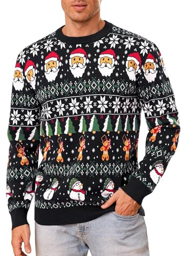 Gyabnw Jersey Navideño Cuello Redondo para Hombre Suéter de Manga Larga Cálidos Hombre Invierno
