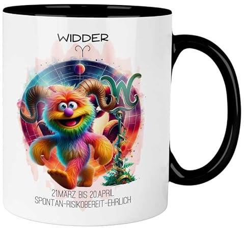 MeLifestyle Kaffeetasse Tasse Becher Sternzeichen Widder | Keramik 330ml | Geschenk, Freund, Freundin, Kollege, Kollegin, Bürotasse, Astrologie