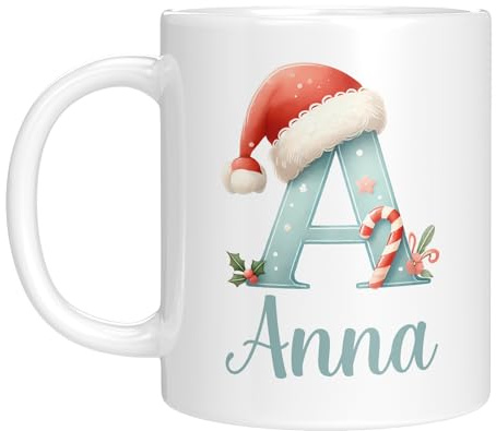 Tasse mit Namen personalisiert - Weihnachtstasse - Namenstasse - Weihnachten - Weihnachts Motiv mit Anfangsbuchstaben - Nikolausgeschenk - Weihnachten
