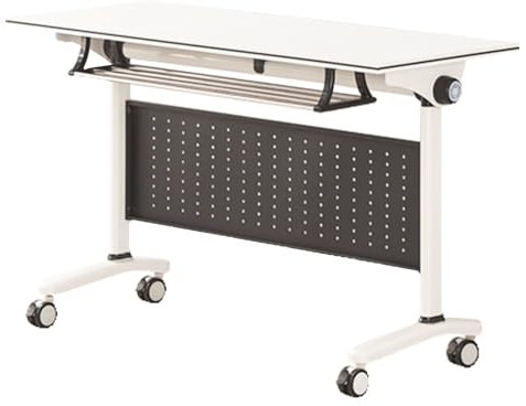 Mobiler klappbarer Konferenztisch mit Rollen, rechteckig, für Meeting, Seminar, Training, Schreibtisch, platzsparend, rollbar, Konferenzraum-Tische mit Schallwand (2 Stück, 159,8 x 59,9 x 74,9 cm)