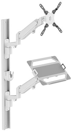 ZeboZap ZLTV8022 - Supporto da parete per monitor con ripiano per tastiera, adatto per monitor da 17-43, supporto da parete per monitor singolo + vassoio porta laptop, lavoro da casa, ufficio