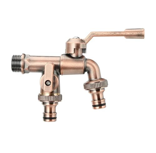 Wasserhähne Für Draußen 1PC Messing 7 Farben Bronze Antike Outdoor Dual Outlet Wasserhahn Waschmaschine Out Garten Balkon Frost Schutz Tap Wasserhahn(Rose golden 3-4)