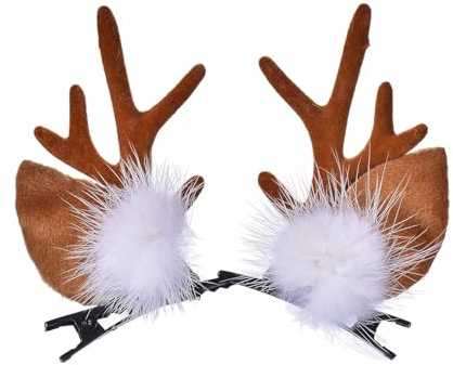 Yamobi Weihnachts Haarschmuck, Rentier Geweih Haarclips Im Zweier-Set, Stilvolle Haarklammern Damen Für Weihnachten Und Festliche Anlässe