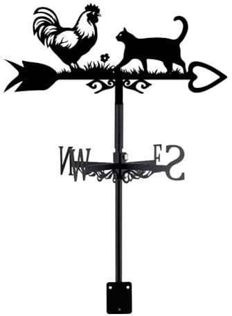 SUPERDANT Banderuola Da Metallo Segnavento a Forma Di Pollo E Gatto Banderuola Segnavento a Forma Di Fiore Banderuola Segnavento in Metallo Nero Banderuola Segnavento a Forma Di Animale La Decorazione