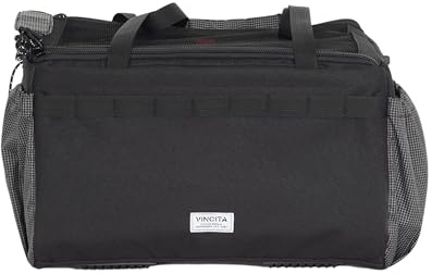 Vincita Caddy Pet Basket for Brompton Bike – Comfortable and Secure Carrier with Aluminum Frame, mesh Cover, Adjustable Strap, and Side Pockets. Compatible with Brompton Front Carrier Block. (Black)