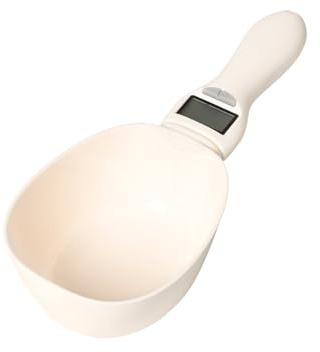 Pumwoy Báscula digital para cuchara, cuchara de medición de comida para perros, taza medidora de comida para animales con pantalla LCD, cuchara de medición digital, cuchara de medición extraíble,