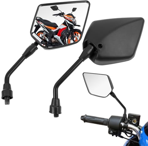 DREAMIZER Motorrad Spiegel Rückspiegel M8 M10, 2 Stück 360° Drehbarer Supermoto Spiegel Kompatibel mit Honda Yamaha Kawasaki Suzuki Dirt Bike Enduro Adventure Scooter Moped Cruiser ATV
