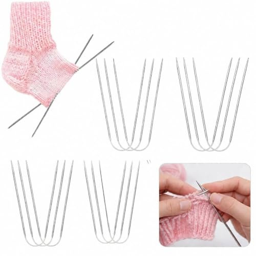 15 Stück Edelstahl Rundstricknadeln Set (23 cm), Doppelkopf-Nadeln in 2 mm/2,5 mm/3 mm/3,5 mm/4 mm, für Socken, Handschuhe, Mützen, Pullover, Schals und Ärmel