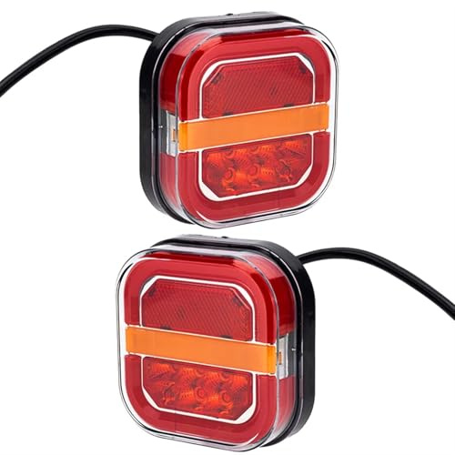Amxaqjc Feux Arrières auto Feux Arrière À LED 4 Pouces Feu Freinage Arrière Feu Arrière Plaque D'immatriculation Clignotant Pour Remorque Camionnette Bus 4x4 Pick-up Phare Arrière Arrière