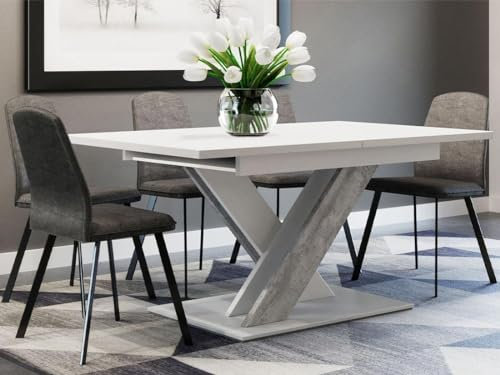 Bestmobilier - Table À Manger Ohio Rectangulaire en Bois Blanc Laqué - Salle à Manger
