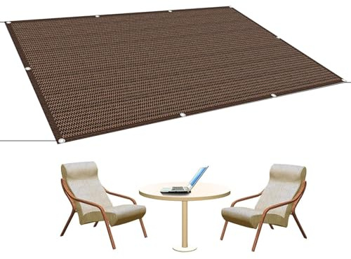 Rechteckig Sonnensegel 3 x 3.6 m Hdpe-Gewebe, Luftdurchlässig, Wasserdurchlässig Balkonverkleidung mit Seil mit Ösen für Balkon Terrasse, Braun