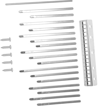 Kalimba 17 Tasten Ersatzteile aus Metall für Daumenklavier | Silber, 1 Satz, Melodiöser Klang, Schlichtes Design, für Lernmusik und Spielzeug